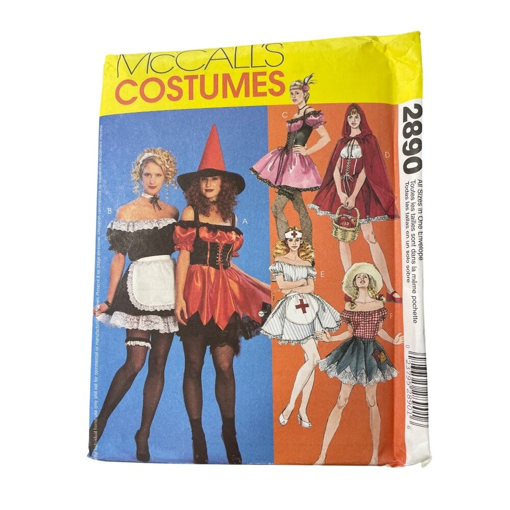 McCalls Sewing Pattern 2890 Witch Maid Nurse Misses Sizes All In One UNCUT